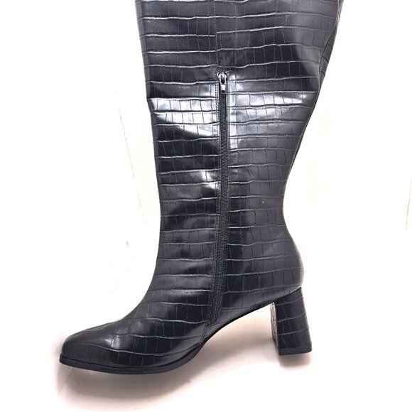 Fashion To Figure Wide Calf Faux Croc Leather Boots - Size 11 - Picture 3 of 11